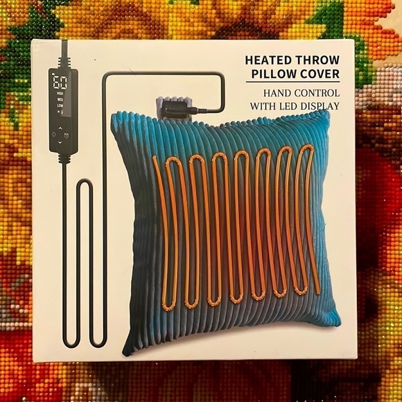 Brand New Heated Pillow Cover 18”x18” Yellow Gray Heating Pad Back Pain Relief - Picture 8 of 16